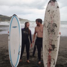 Lindsay and I after a day of "surfing"... or trying