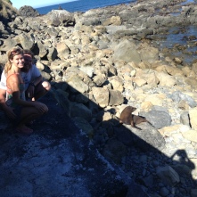 Posing with the fur seals.